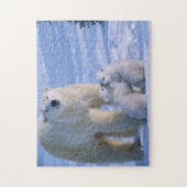 Female Polar Bear Standing with 2 Cubs at her ジグソーパズル (縦)