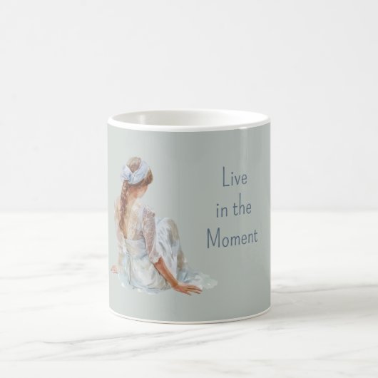 Female Pretty Light Blue Dress コーヒーマグカップ (中央)