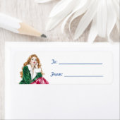 Female Red Hair Christmas  ラベル (インサイチュ)