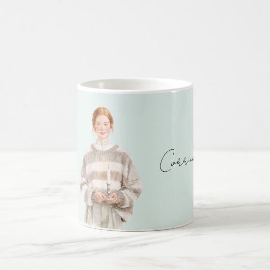 Female Redhead Sweater Candle コーヒーマグカップ (中央)