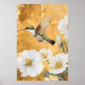 female ruby-throated hummingbird white blossoms ポスター (正面)