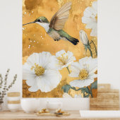 female ruby-throated hummingbird white blossoms ポスター (キッチン)