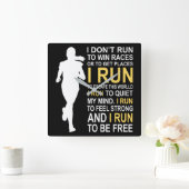 Female Runner Girl Women I Don't Run To Win Races スクエア壁時計 (ホーム)