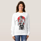 Female Samurai Warrior – Dragon Rose Tattoo Japane スウェットシャツ (正面フル)