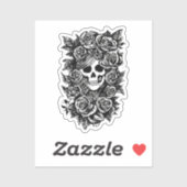 Female Skull Roses Goth Original ink drawing Art  シール (シート)