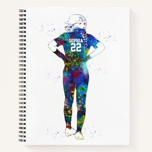 Female Softball Player ノートブック (正面)
