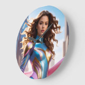 FEMALE SUPERHERO - SCI-FI FANTASY ラージ壁時計 (傾斜)