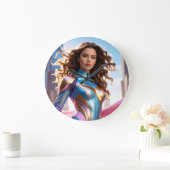 FEMALE SUPERHERO - SCI-FI FANTASY ラージ壁時計 (ホーム)