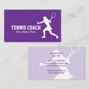 Female Tennis Coachビジネスカードテンプレート 名刺
