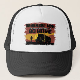 Female Trucker Mom Road Journey Family Love Design キャップ