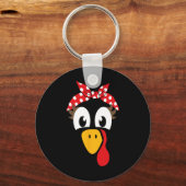 Female Turkey With Headbynd For Thanksgiving Girls キーホルダー (正面)