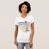 Female White Dress Beach Sea Sand Serenity Tシャツ (正面フル)