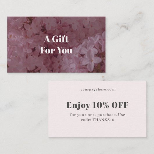 Feminine and romantic pink lilac  割引カード (正面/裏面)