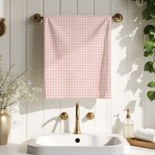 Feminine Bath Towel Rose Gold Plaid for Mom バスタオルセット