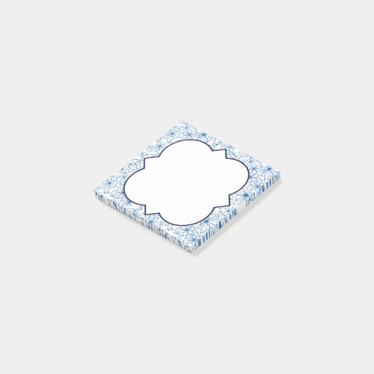 Feminine Blue Floral Pattern, Blank ポストイット (アングル)
