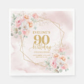 Feminine blush pink gold 90th birthday celebration スタンダードランチョンナプキン (正面)