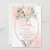 Feminine Blush Rose Gold Girl Baby Shower Invite 招待状 (正面)