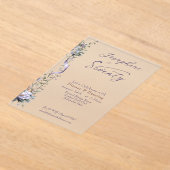 Feminine Dusty Blue Wildflower 70th Birthday アクリル招待状 (レイダウン)