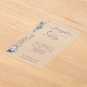 Feminine Dusty Blue Wildflower Sixtieth Birthday アクリル招待状 (レイダウン)