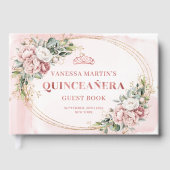 Feminine Dusty Pink Flowers Greenery Quince Guest  ゲストブック (正面)