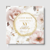 Feminine dusty pink ivory gold birthday event  ゲストブック (正面)