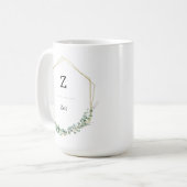 Feminine Elegant Botanical Monogram Name コーヒーマグカップ (正面左)