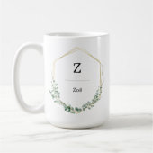 Feminine Elegant Botanical Monogram Name コーヒーマグカップ (左)