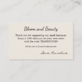 Feminine Elegant Floral Small Business Thank You 名刺 (裏面)