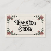 Feminine Elegant Floral Small Business Thank You 名刺 (正面)