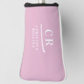 Feminine Elegant Pink Personalized Monogram Putter ゴルフヘッドカバー (回転90)