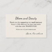 Feminine Elegant Small Business Thank You 名刺 (裏面)