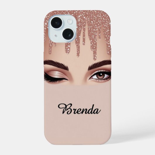 Feminine Eye Rose Gold Drip ✨ Glam Glitter Luxe iPhone 15ケース (裏面)