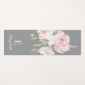 Feminine Floral Girly Pink Monogram Yoga Mat ヨガマット (正面(横))