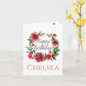 Feminine Floral Poppy Birthday Card For Her カード (黄色い花)