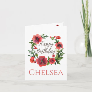 Feminine Floral Poppy Birthday Card For Her カード