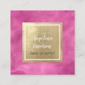 Feminine Glitter Ink Gold Makeup Hair Salon  スクエア名刺 (正面)