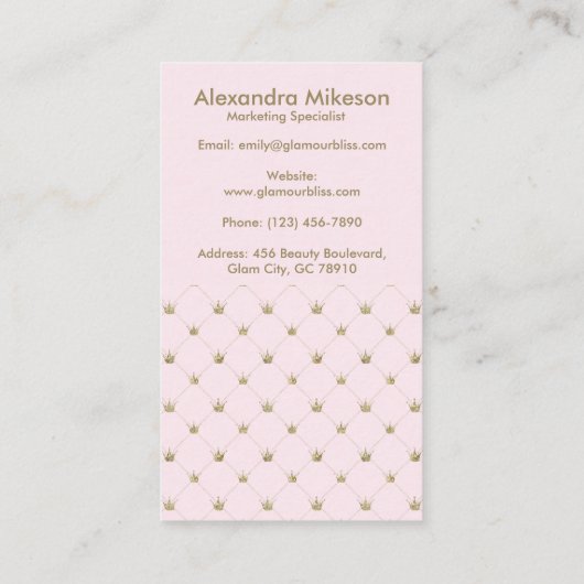 Feminine Gold Crown Chic 名刺 (裏面)