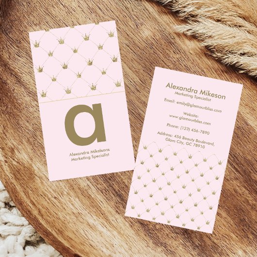 Feminine Gold Crown Chic 名刺