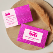 Feminine Hot Pink Glitter Design 名刺