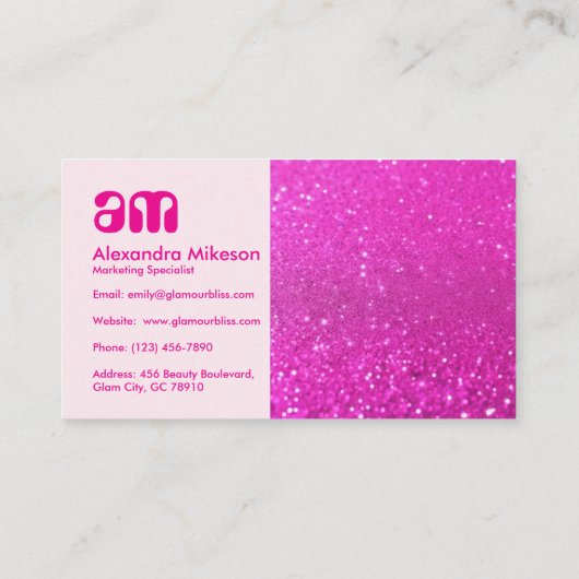 Feminine Hot Pink Glitter Design 名刺 (裏面)