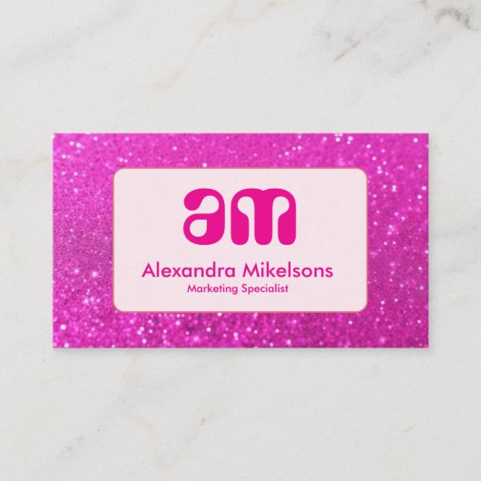 Feminine Hot Pink Glitter Design 名刺 (正面)