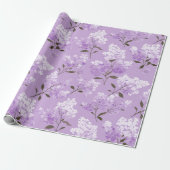 Feminine Lavender Lilac Blossom Floral Pattern ラッピングペーパー (アンロールド)