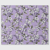 Feminine Lavender Lilac Blossom Floral Pattern ラッピングペーパー (フラット)