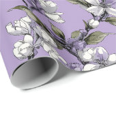 Feminine Lavender Lilac Blossom Floral Pattern ラッピングペーパー (ロールコーナー)