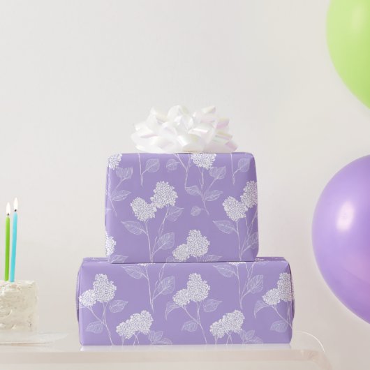 Feminine Lavender Lilac Blossom Floral Pattern ラッピングペーパー (パーティーギフト)