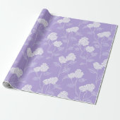 Feminine Lavender Lilac Blossom Floral Pattern ラッピングペーパー (アンロールド)