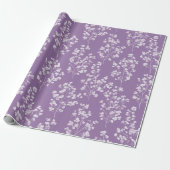 Feminine Lavender Lilac Blossom Floral Pattern ラッピングペーパー (アンロールド)