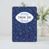 Feminine Navy Blue Floral Pattern, Blank サンキューカード (スタンド正面)