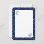 Feminine Navy Blue Floral Pattern, Blank サンキューカード (裏面)