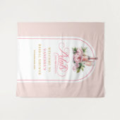 Feminine petals and prosecco wedding shower banner タペストリー (正面(横))